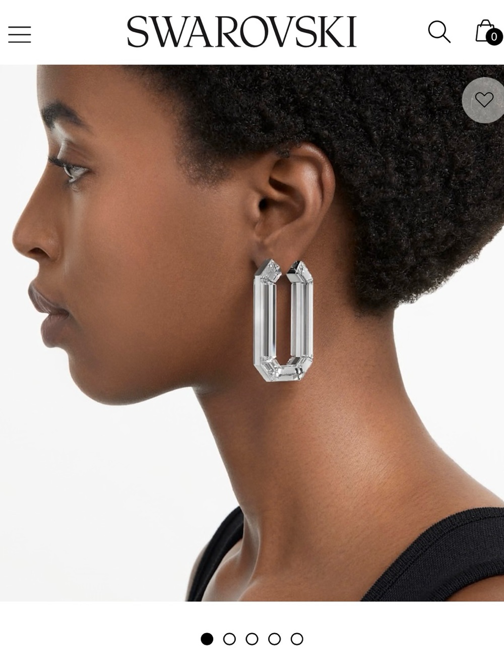Swarovski Lucent Clear Geometric Crystal Hoop Earrings - Silver Tone